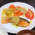 クックB8VW7S☆'s cooksnap of when they made サーモンソテー&焼き野菜　バジルソース.