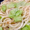 Syabuqueen's cooksnap of when they made 麺つゆでシャキシャキレタスの焼きうどん♪.