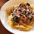 ライナス犬's cooksnap of when they made ほうれん草ときのこのクリームパスタ.