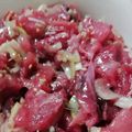 はにゅーだ's cooksnap of when they made マグロの血合いで作るユッケ風.
