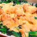 RICO331's cooksnap of when they made 笹身のピカタと蓬蓮草のマヨチーズ焼き.