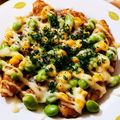Emally's cooksnap of when they made ササミ生地de枝豆コーンの焼きカレーピザ.