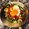 Latirf's cooksnap of when they made ニラのソテー　半熟卵とひきわり納豆かけ.