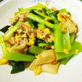 yukipanmen's cooksnap of when they made 小松菜と豚肉の甘めのオイソ炒め.