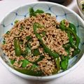 ゆうり村長's cooksnap of when they made 作り置き☆絹さやと挽き肉の甘辛炒め.
