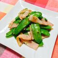 なおミール's cooksnap of when they made 絹さやとベーコンの塩炒め.