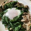 yebisu0408's cooksnap of when they made 春菊と豚肉のニラ玉風.