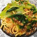 しまんちゅ44's cooksnap of when they made 小松菜入りピリ辛台湾挽き肉の焼きそば.