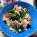 ふらふらおやじ's cooksnap of when they made ほうれん草椎茸ベーコンのバター醤油炒め.
