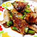 しまあか's cooksnap of when they made アスパラの肉巻き☆甘辛ソース.