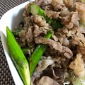 ムーヒツジ's cooksnap of when they made 焼肉タレで☆アスパラと牛肉のタレマヨ炒め.