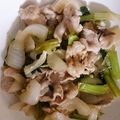 森のみちこ's cooksnap of when they made 小松菜と豚肉のにんにく炒め.