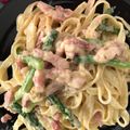 きょさりん's cooksnap of when they made 俺流アスパラとチーズのクリームパスタ.