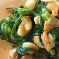 みっぺぴ's cooksnap of when they made カリカリ鶏皮と春菊のポン酢和え.