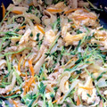 めいちママ＊'s cooksnap of when they made ☆豆苗と牛豚合挽き肉と卵のオイマヨ炒め☆.