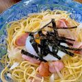 もんくたれぞう's cooksnap of when they made 新玉ねぎとベーコンの和風パスタ温玉のせ！.