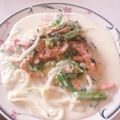 はるにゃ❀'s cooksnap of when they made ほうれん草とスモークサーモンのパスタ.
