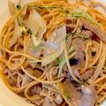 もんダック's cooksnap of when they made ✿牛肉と水菜のパスタ(ステーキ風味)✿.