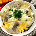 マメちゃんまま's cooksnap of when they made mとろ～りチーズ入り！豚の卵とじ丼.