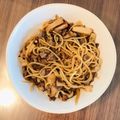 3yes's cooksnap of when they made 味付けアレンジ☆エリンギとミンチのパスタ.