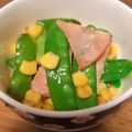 なないろのお髭's cooksnap of when they made きぬさや、ハム、コーンのバター醤油炒め♡.