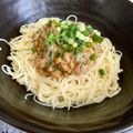 *nana*'s cooksnap of when they made 暑い日さっぱり！梅と大葉の納豆冷製パスタ.