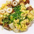 millajovo's cooksnap of when they made 節約80円♪卵とちくわと豆苗の白だし和え.