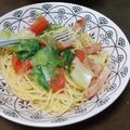△ゆっきー△'s cooksnap of when they made ベーコンレタストマトのスパゲティ.
