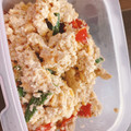 komugiko4's cooksnap of when they made オクラとトマトと炒り卵の白和え　.