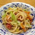 北京パンダ's cooksnap of when they made めんつゆ＆ソースで♪焼きうどん.