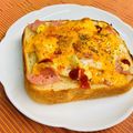 島子☆'s cooksnap of when they made 子供と朝ごはん♪ベーコンエッグトースト♪.