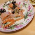 りぼんちゃん♬'s cooksnap of when they made サーモンの生ハム巻きオリーブレモンソース.