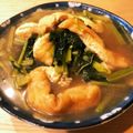 男子ご飯（・ω・‘；'s cooksnap of when they made ほっとする味☆小松菜と油揚げの煮浸し♪.