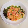 なめこおろし's cooksnap of when they made コーンきゅうり明太子マヨの☆簡単サラスパ.