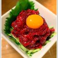 0もってぃん0's cooksnap of when they made クジラのユッケ★マグロやタイや馬肉でも.