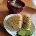 monemaruku's cooksnap of when they made チーズとおかかとたくあんのおにぎり.