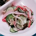 ポニーリボン's cooksnap of when they made ハムとキュウリのカニカマサラダ.