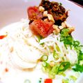黒鯛一直線's cooksnap of when they made 3分で簡単。博多風豆乳そうめん.