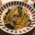 cafeyuka's cooksnap of when they made 菜の花とベーコンの和風パスタ.