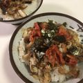 papikun's cooksnap of when they made 春＊新玉葱と春キャベツのキムチ豚肉丼.