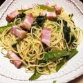 豆乳pudding's cooksnap of when they made ほうれん草とベーコンのバター醤油パスタ.