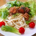 wooperk's cooksnap of when they made サバ缶と香味野菜でサラダうどん.