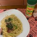 ぽーみゅー's cooksnap of when they made ほうれん草とベーコンのペペロンチーノ.
