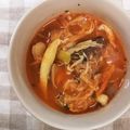 4児男子母さんの台所's cooksnap of when they made 鯖缶とネギの食べるスープ☆キムチ味.