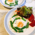 yesmama's cooksnap of when they made 簡単♪レンジdeいんげん目玉焼き☆お弁当.
