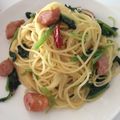 ちゃろちゃお's cooksnap of when they made ウインナーとほうれん草のペペロンチーノ☆.
