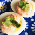 YUKIKI☆'s cooksnap of when they made 茹で卵の明太子（たらこ）マヨソースがけ.