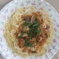 ゴザル芋's cooksnap of when they made おひとりさまの新玉と鯖味噌缶で簡単パスタ.