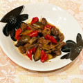 なつき☆ミ's cooksnap of when they made ★★砂肝と茄子の旨辛炒め★★.