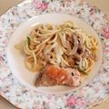 peacoc's cooksnap of when they made 鮭の豆乳クリームパスタ.
